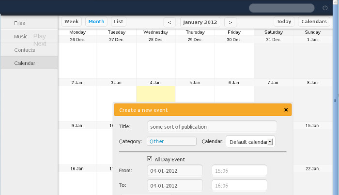 Aplicación web de calendario CalendarGate en línea