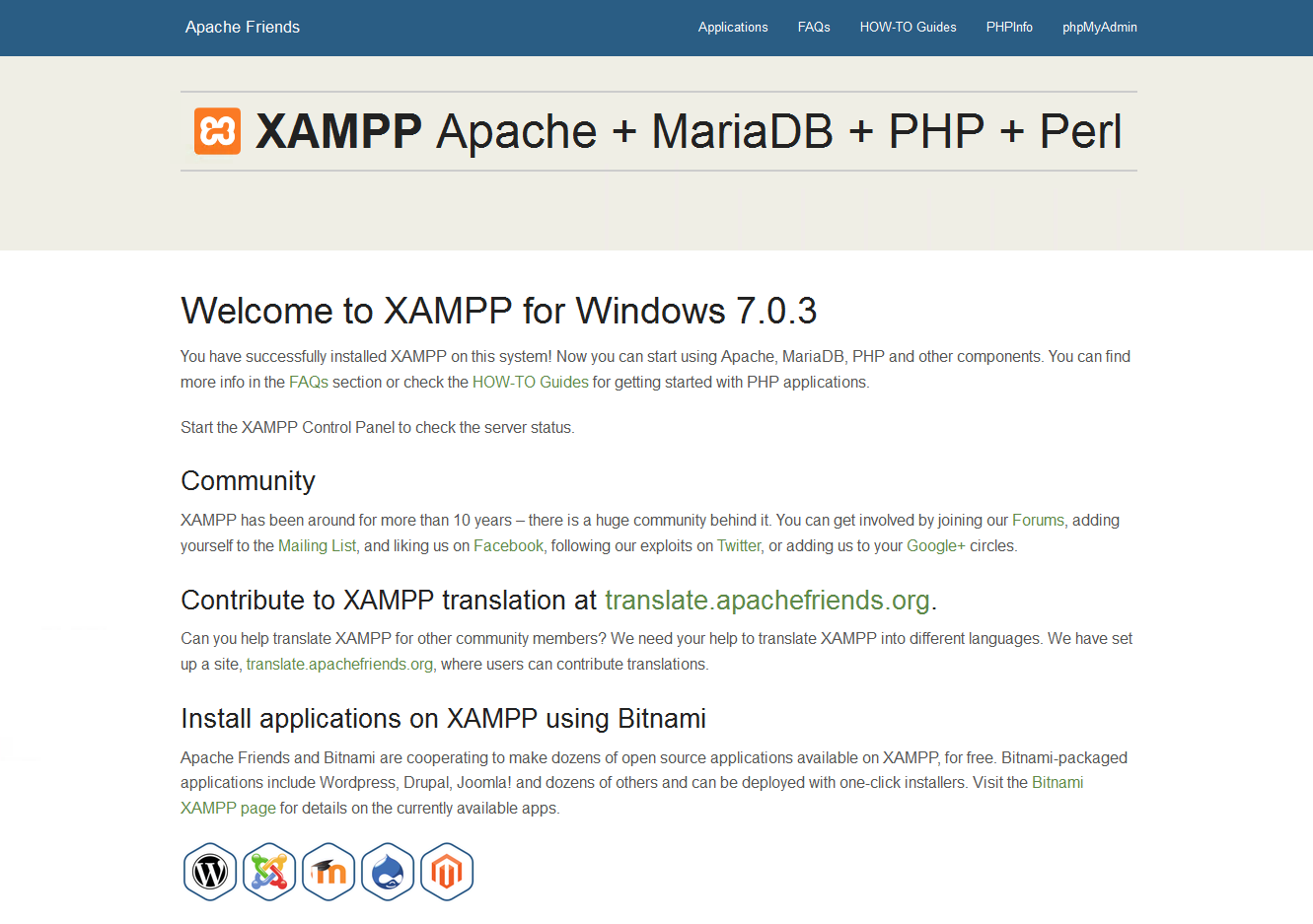 Download web tool or web app XAMPP