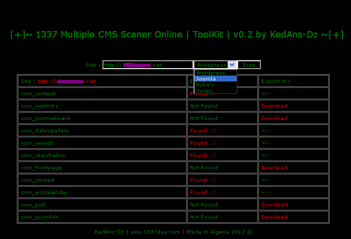 Download web tool or web app 1337 Multiple CMS Scaner Online