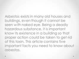 Free download 5 Things You Need to Know About Asbestos.wmv video and edit with RedcoolMedia movie maker MovieStudio video editor online and AudioStudio audio editor onlin