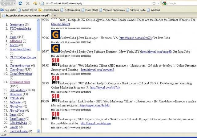 Download web tool or web app archive tweets to pdf + offline browsing