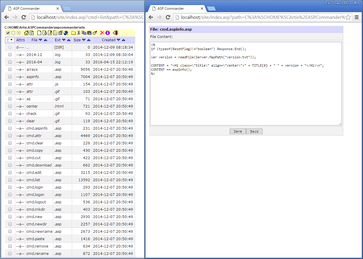 Download web tool or web app aspcommander
