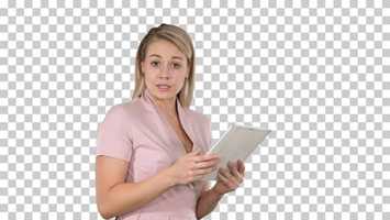 Free download Beautiful Woman Using a Digital Tablet, Alpha Channel | Stock Footage - Videohive video and edit with RedcoolMedia movie maker MovieStudio video editor online and AudioStudio audio editor onlin