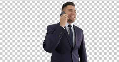 Free download Businessman talking on mobile phone happily, Alpha Channel | Stock Footage - Envato elements video and edit with RedcoolMedia movie maker MovieStudio video editor online and AudioStudio audio editor onlin