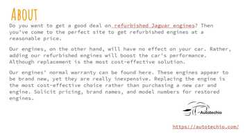 Free download Buy Remanufactured Jaguar Engines at Low Price.mp4 video and edit with RedcoolMedia movie maker MovieStudio video editor online and AudioStudio audio editor onlin