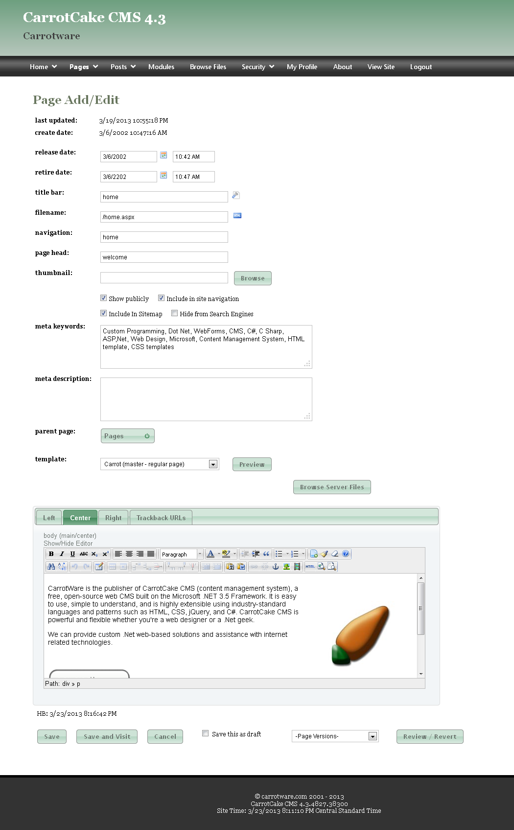 Download web tool or web app CarrotCakeCMS