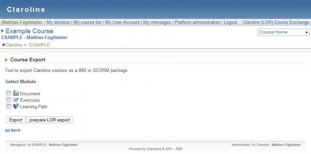 Download web tool or web app Claroline Course Exchange