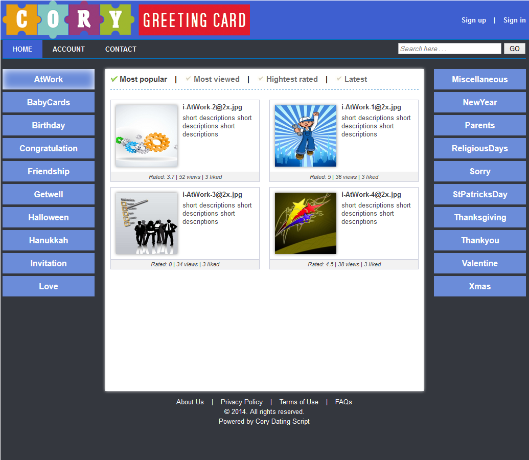 Download web tool or web app Cory Greeting Cards