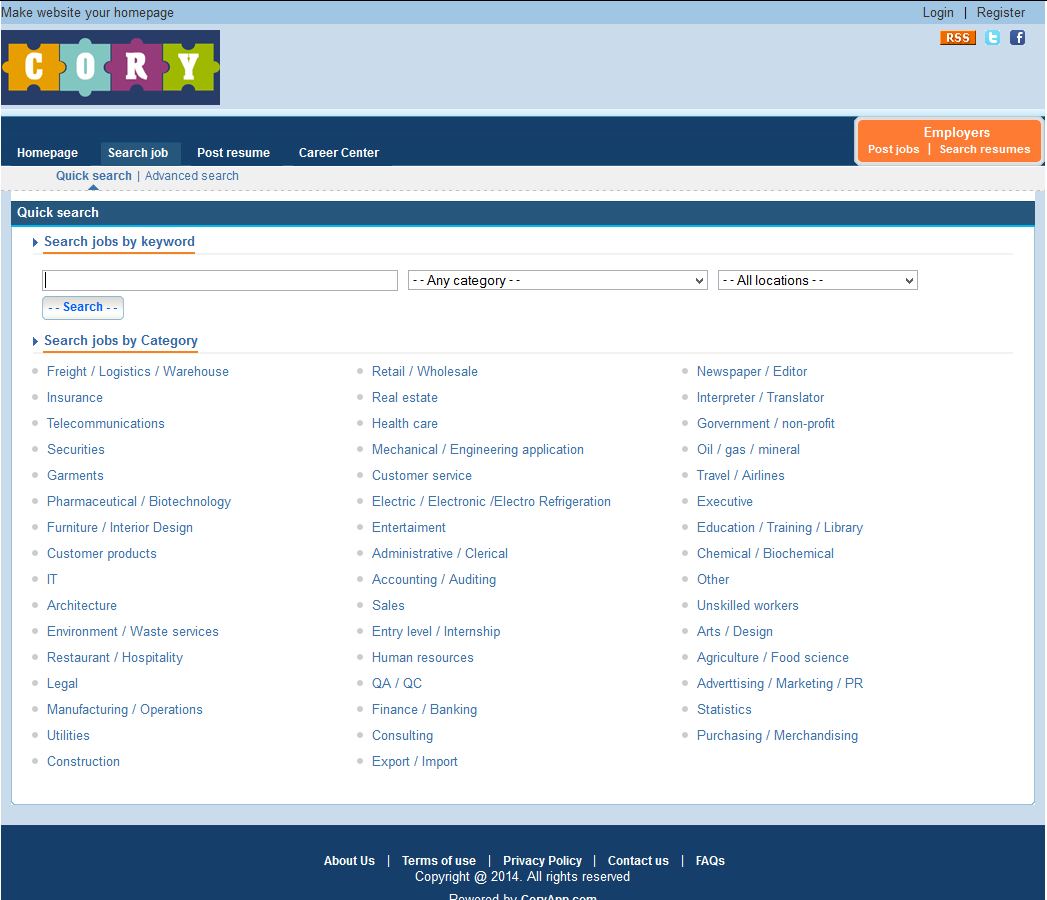 Download web tool or web app Cory Jobs Search