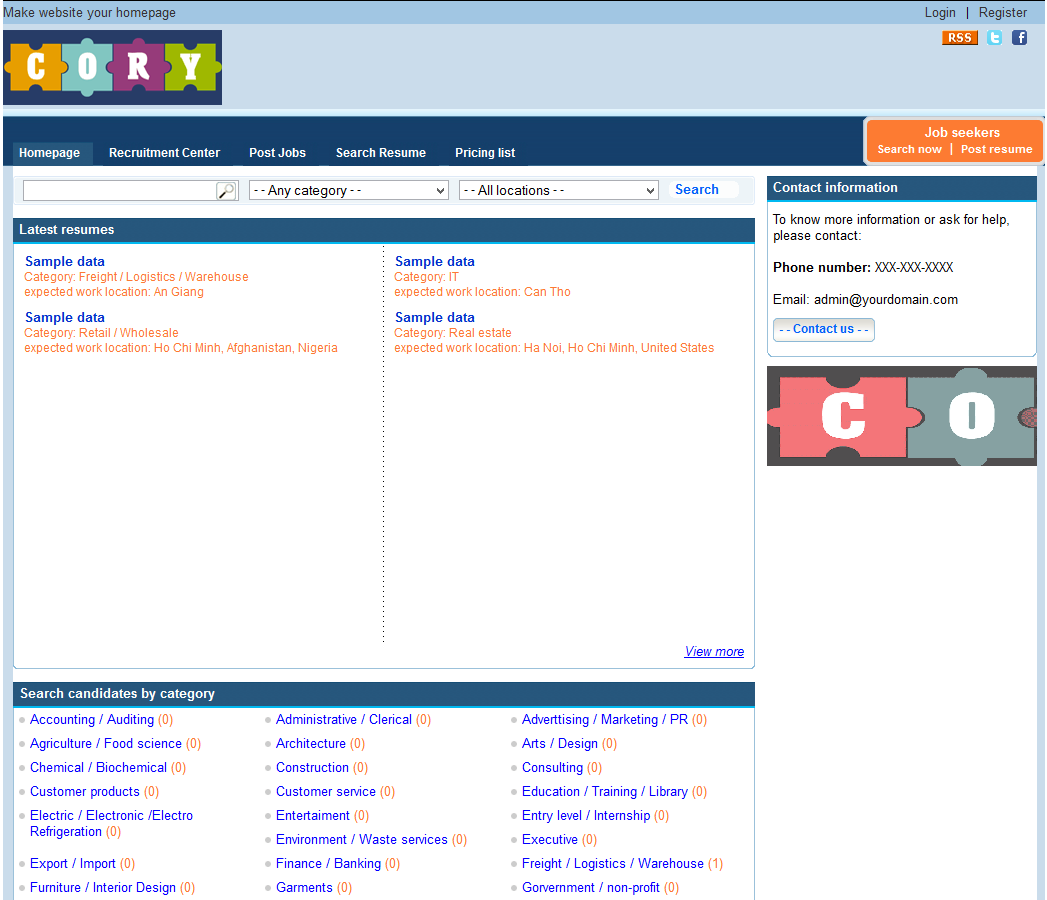 Download web tool or web app Cory Jobs Search