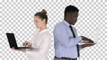 Free download Couple back to back standing and working on laptops, Alpha Channel | Stock Footage - Videohive video and edit with RedcoolMedia movie maker MovieStudio video editor online and AudioStudio audio editor onlin