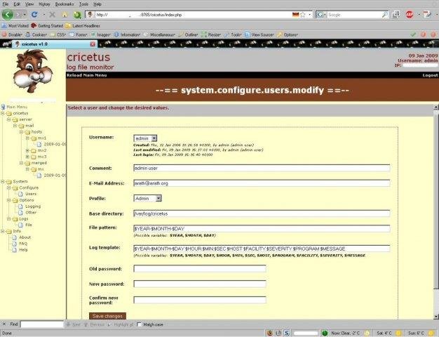 Download web tool or web app cricetus log file search