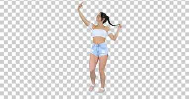 Free download Cute brunette girl takes a selfie and dancing, Alpha Channel | Stock Footage - Envato elements video and edit with RedcoolMedia movie maker MovieStudio video editor online and AudioStudio audio editor onlin