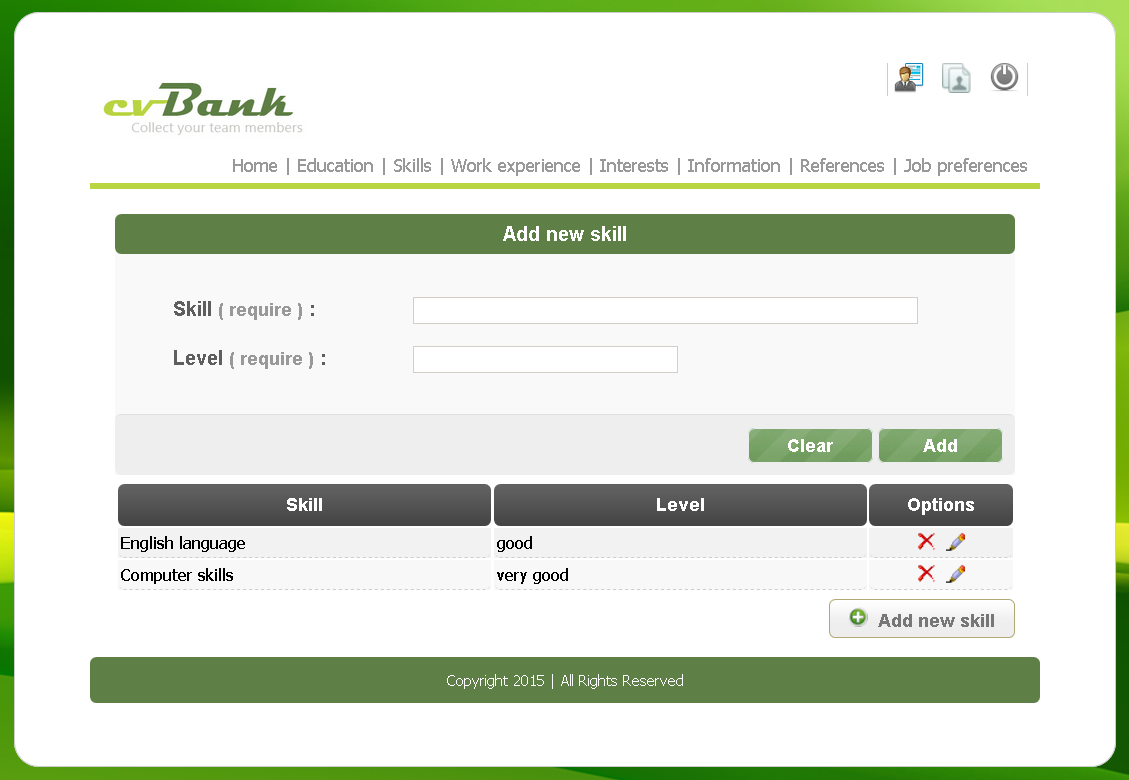 Download web tool or web app CV bank (Curriculum vitae repository)