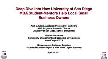 Free download Deep Dive Into How University of San Diego MBA Student-Mentors Help Local Small Business Owners video and edit with RedcoolMedia movie maker MovieStudio video editor online and AudioStudio audio editor onlin