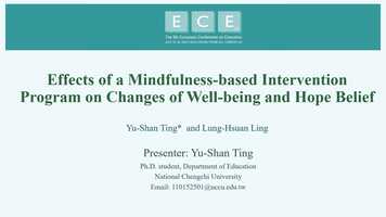 Free download Effects of a Mindfulness-based Intervention Program on Changes of Well-being and Hope Belief video and edit with RedcoolMedia movie maker MovieStudio video editor online and AudioStudio audio editor onlin