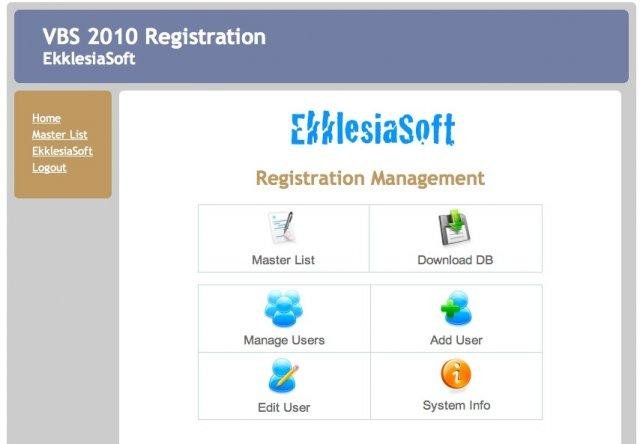 Download web tool or web app EkklesiaSoft VBS Registration