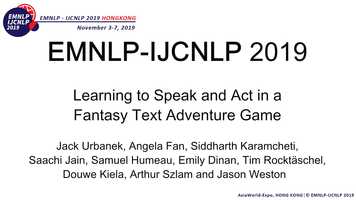 Free download EMNLP-IJCNLP2019: Learning to Speak and Act in a Fantasy Text Adventure Game video and edit with RedcoolMedia movie maker MovieStudio video editor online and AudioStudio audio editor onlin