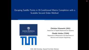 Free download Escaping Saddle Points in Ill-Conditioned Matrix Completion with a Scalable Second Order Method - ICML 2020 video and edit with RedcoolMedia movie maker MovieStudio video editor online and AudioStudio audio editor onlin