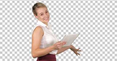 Free download Female office clerk walking with tablet and smiling broadly | Stock Footage - Envato elements video and edit with RedcoolMedia movie maker MovieStudio video editor online and AudioStudio audio editor onlin