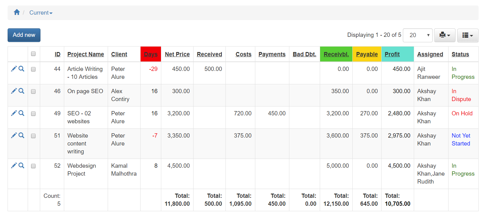 Download web tool or web app FreelancerBooks - Project Management 