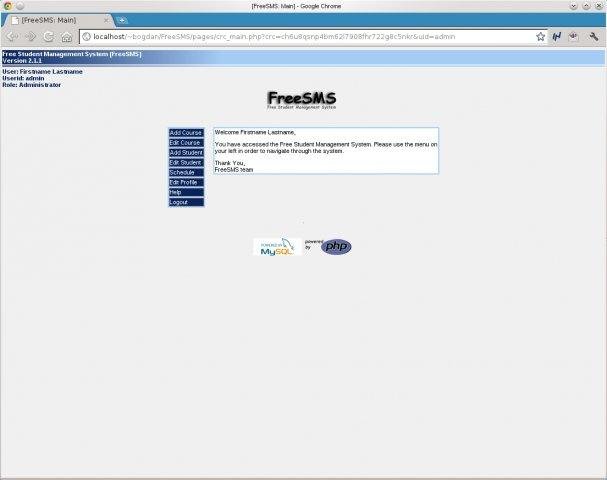 Download web tool or web app FreeSMS (Free Student Management System)