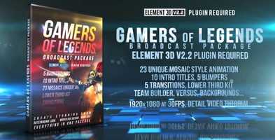 Free download Gamers of Legends - Broadcast Package | After Effects Project Files - Videohive template video and edit with RedcoolMedia movie maker MovieStudio video editor online and AudioStudio audio editor onlin