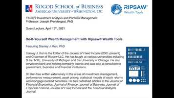 Free download Guest Lecture - Stanley J. Kon, PhD - American University - Investment Analysis and Portfolio Management Course video and edit with RedcoolMedia movie maker MovieStudio video editor online and AudioStudio audio editor onlin