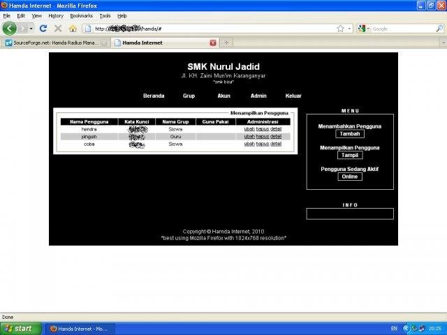 Download web tool or web app Hamda Radius Manager