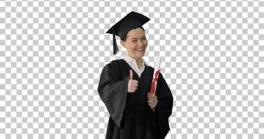 Free download Happy graduate woman holding diploma and thumb up, Alpha Channel | Stock Footage - Envato elements video and edit with RedcoolMedia movie maker MovieStudio video editor online and AudioStudio audio editor onlin