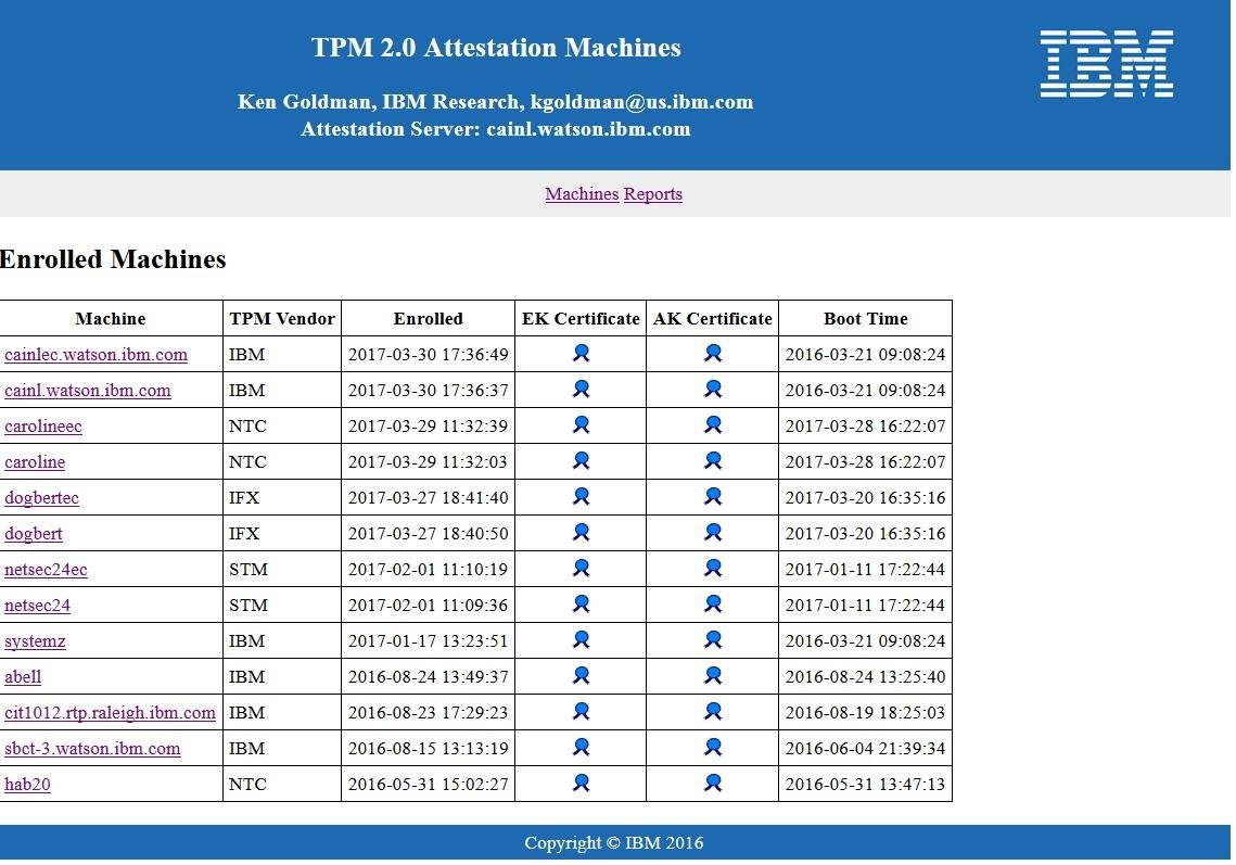 Download web tool or web app IBM TPM Attestation Client Server Download web tool or web app IBM TPM Attestation Client Server