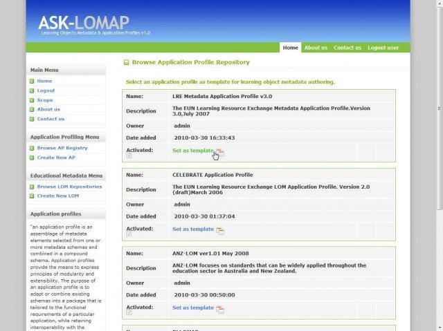 Download web tool or web app IEEE LOM Application Profiling Tool