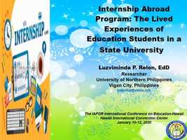 Free download Internship Abroad Program: The Lived Experiences of Education Students in a State University video and edit with RedcoolMedia movie maker MovieStudio video editor online and AudioStudio audio editor onlin