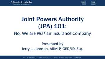 Free download Joint Powers Authority (JPAs) 101 - No we are not an insurance company video and edit with RedcoolMedia movie maker MovieStudio video editor online and AudioStudio audio editor onlin