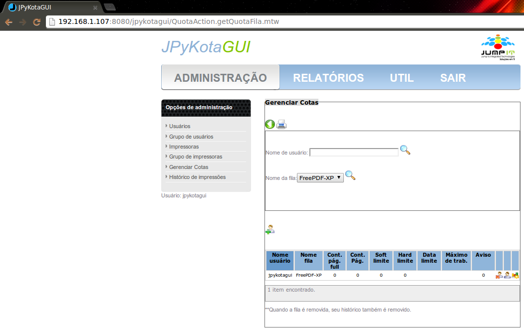Download web tool or web app JPykotaGUI Download web tool or web app JPykotaGUI