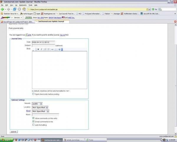 Download web tool or web app Just Journal
