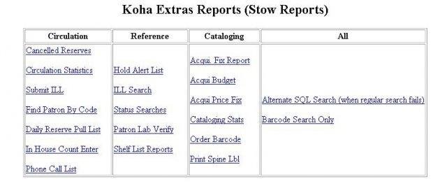 Download web tool or web app Koha Stow Extras