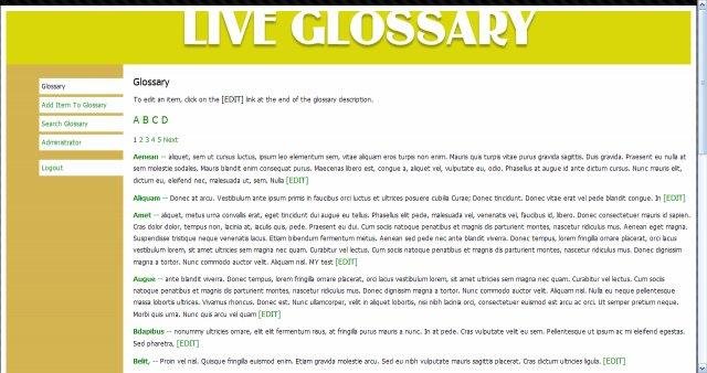 Download web tool or web app Live Glossary