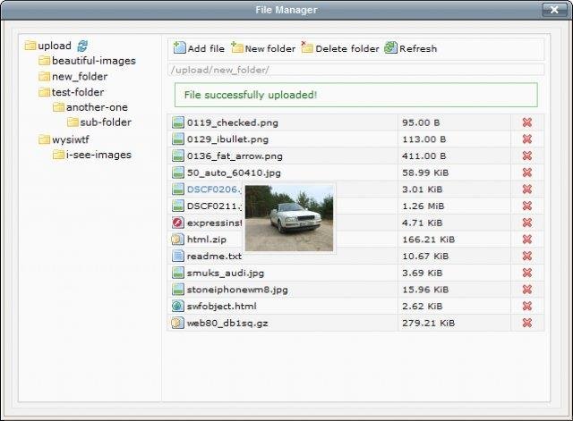 Download web tool or web app Mad File Manager for TinyMCE