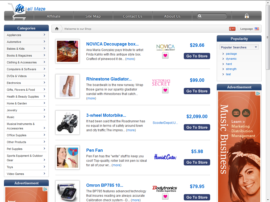 Download web tool or web app MallMaze Affiliate System