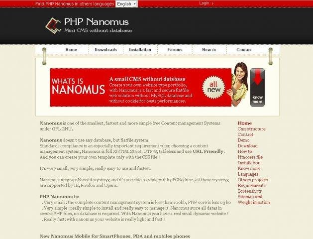 Download web tool or web app minicmsphpnanomus
