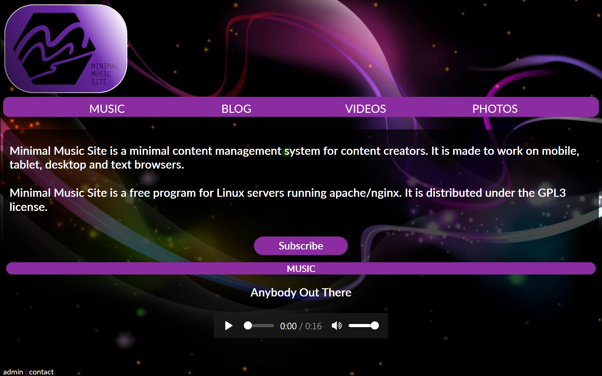 Download web tool or web app Minimal Music Site Download web tool or web app Minimal Music Site