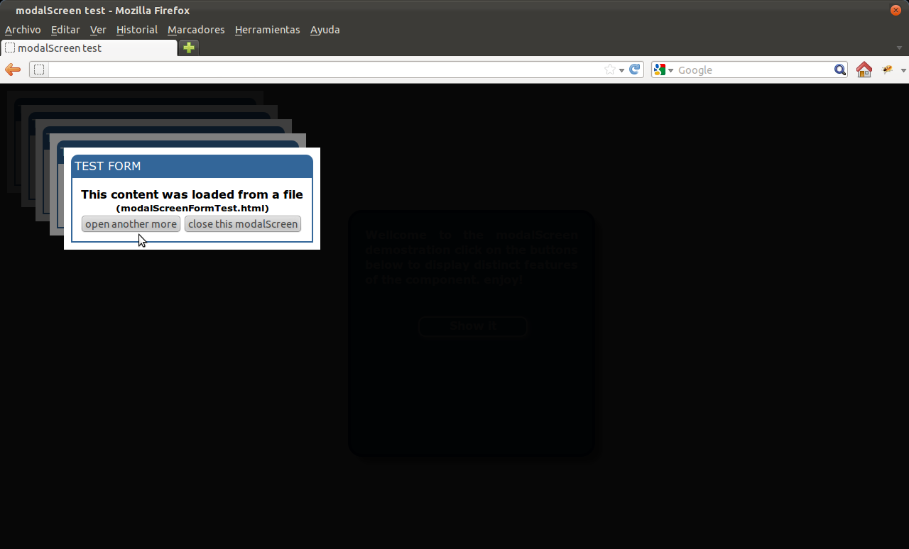 Download web tool or web app modalScreen