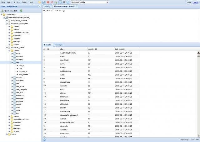 Download web tool or web app MonoQL - MySQL Admin  MySQL Query Tool