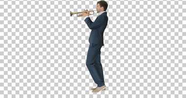 Free download Musician in a suit playing a trumpet, Alpha Channel | Stock Footage - Envato elements video and edit with RedcoolMedia movie maker MovieStudio video editor online and AudioStudio audio editor onlin