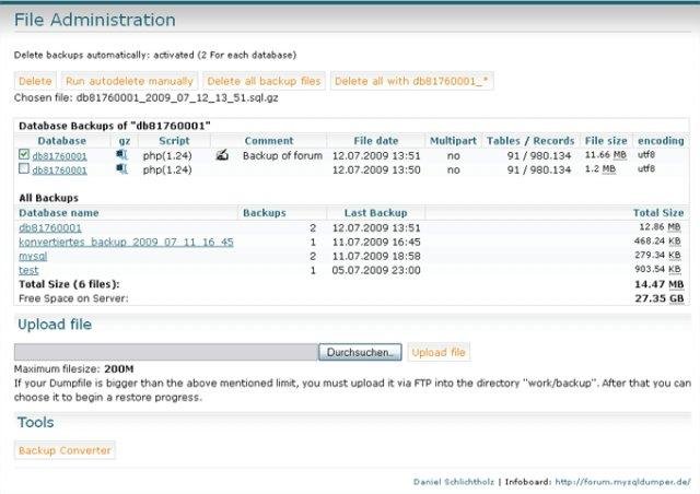 Download web tool or web app MySQLDumper