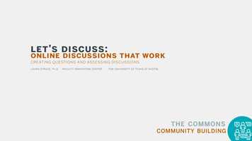 Free download Online Discussions that Work: Creating Questions and Assessing Discussions video and edit with RedcoolMedia movie maker MovieStudio video editor online and AudioStudio audio editor onlin