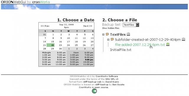 Download web tool or web app ORION-Backup
