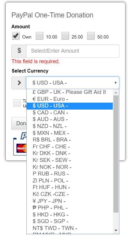 Download web tool or web app PayPal Donate Form Bootstrap jQuery Download web tool or web app PayPal Donate Form Bootstrap jQuery