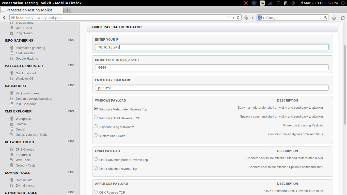 Download web tool or web app Penetration-Testing-Toolkit v1.0 Download web tool or web app Penetration-Testing-Toolkit v1.0